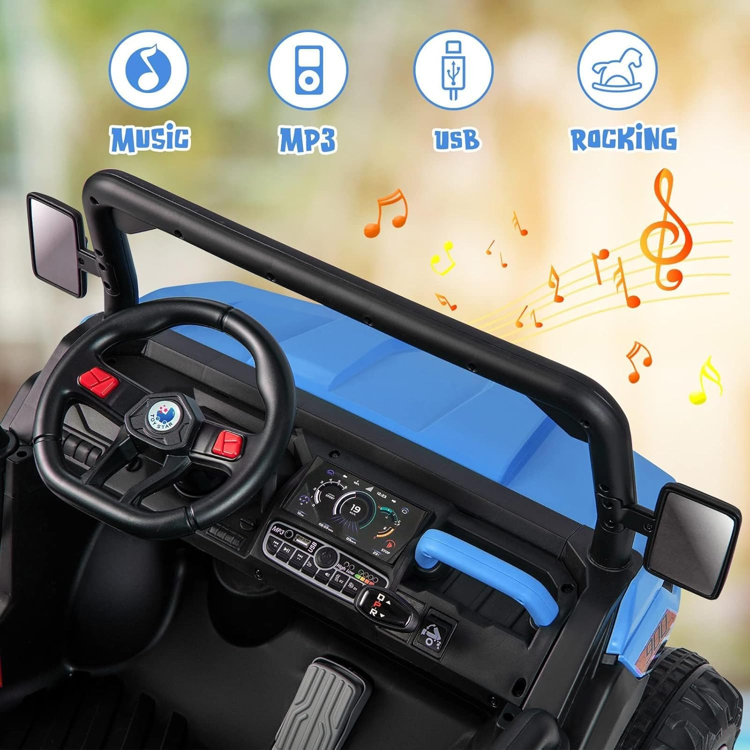 2 Seater Ride on Car, 12V Off-Road UTV Electric Vehicle with Remote Control, Dum