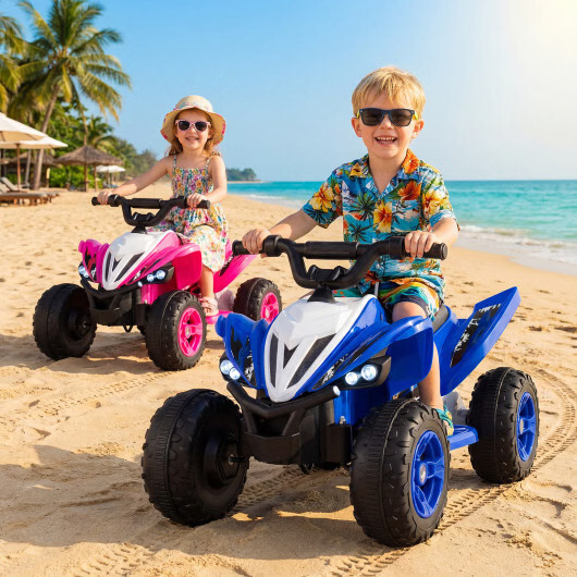 12V Kids Ride On ATV 4-Wheeler Quad with LED Lights and 7 mph Max Speed-Navy – C