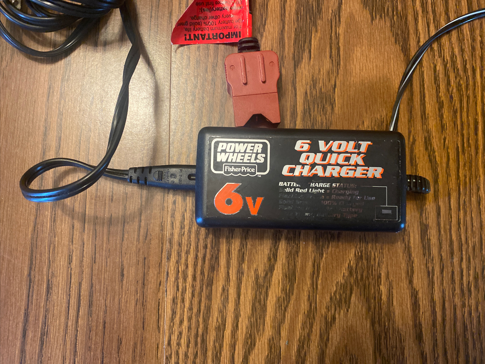 6 Volt Charger for Power Wheels Battery Model # 00801-1484