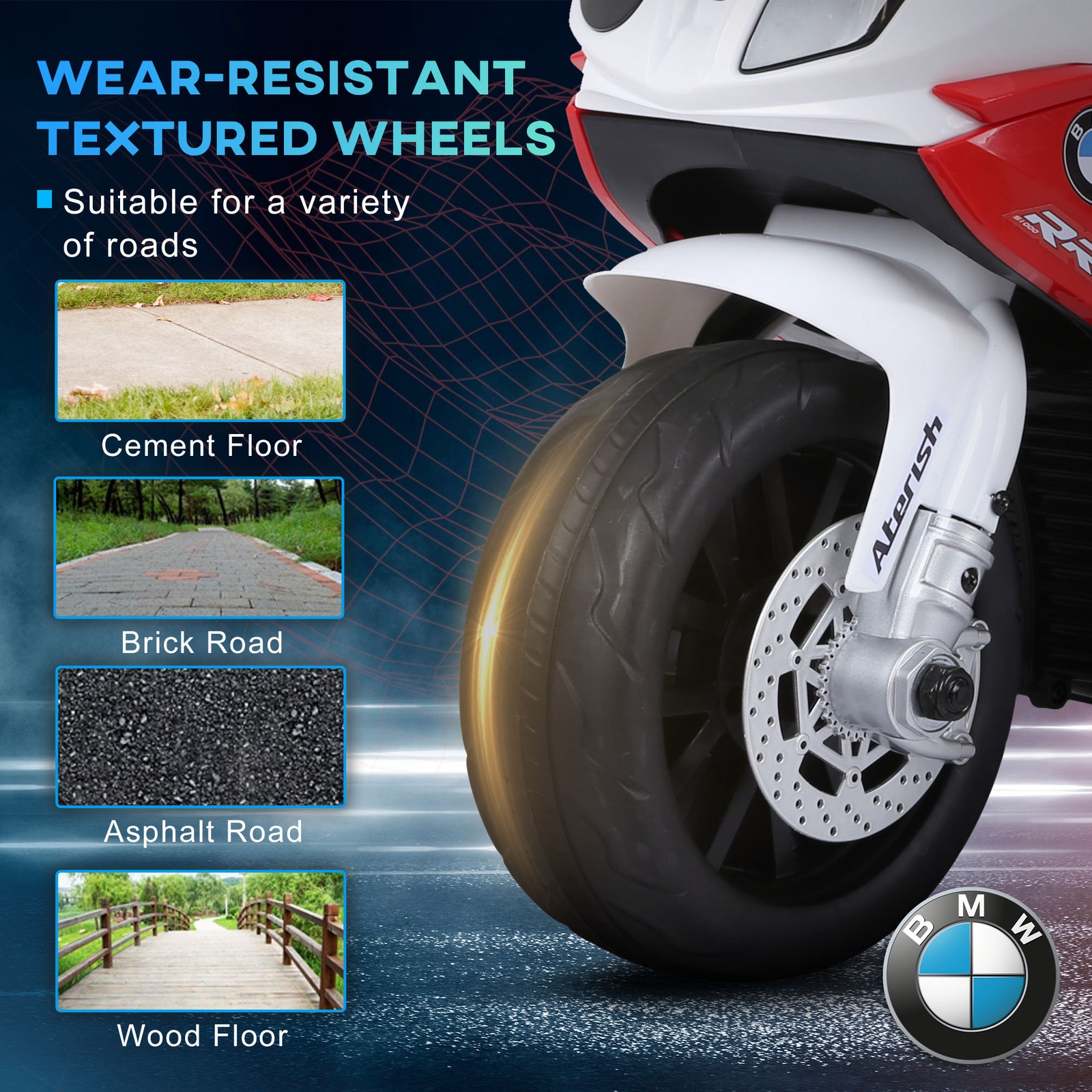 6V Kids Motorcycle Licensed BMW with Headlight, Music, Red