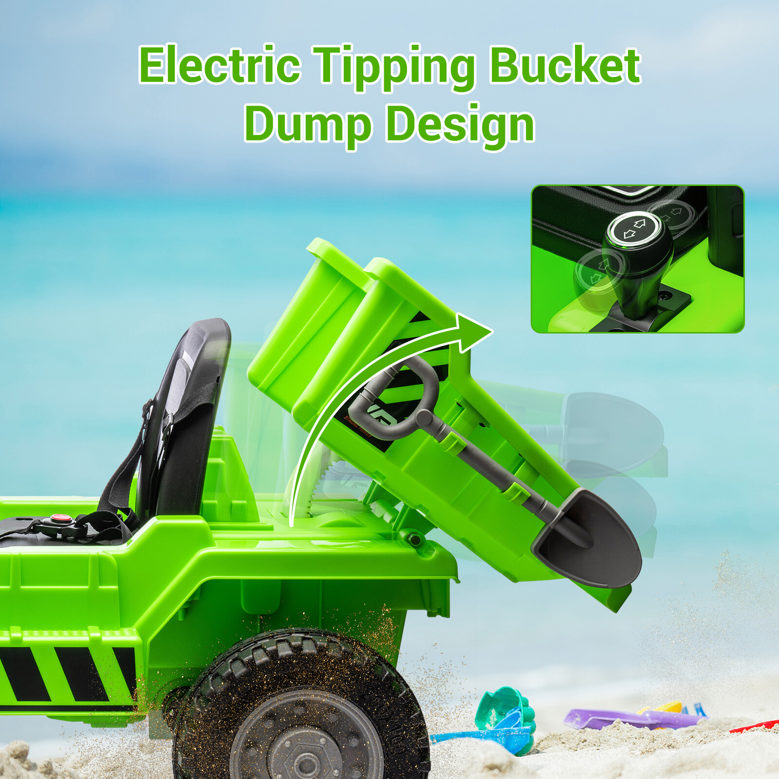 Kids Dump Truck Toys with Remote Control 4 Wheels Kids Ride on Construction Car