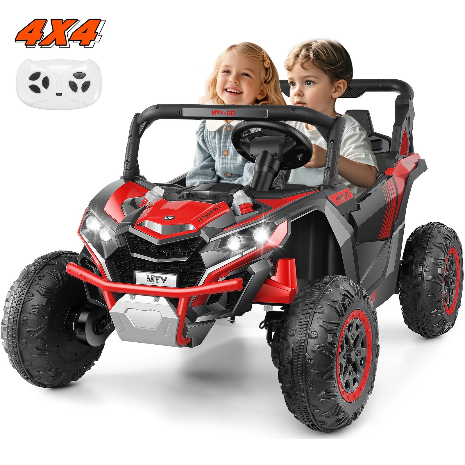 24V Kids Electric Car, 2 Seater Ride on UTV with Remote Control Bluetooth Gift!
