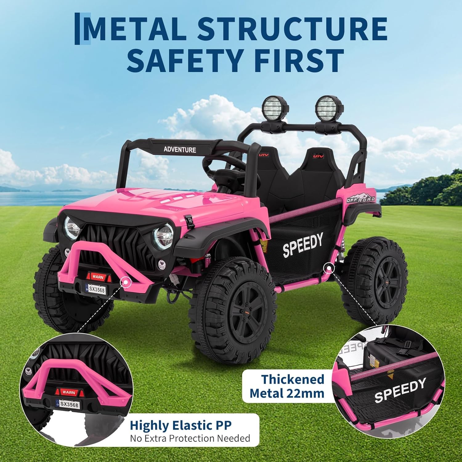 24V 2 Seats Ride On Car 4WD Electric Car Toys 4.97MPH for Kids with Remote