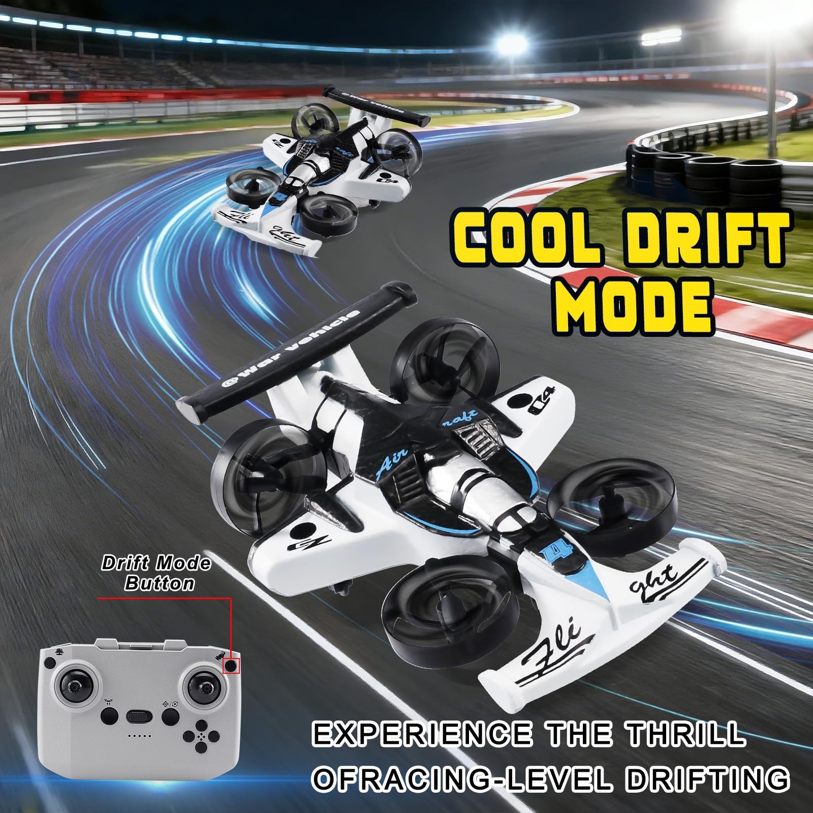 2-in-1 Flying Car & Stunt Drone, Racing Drift Aircraft，2in1 RC Quadcopter