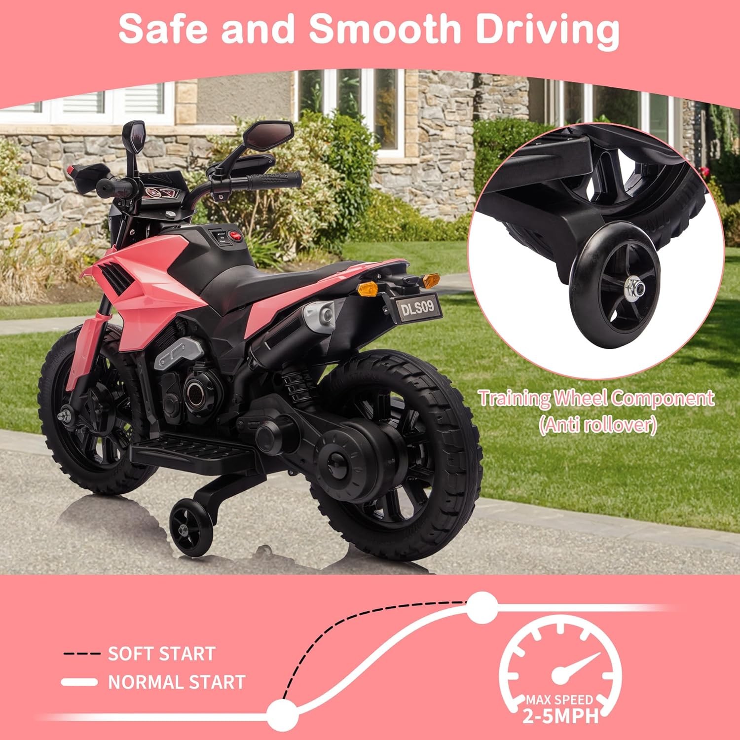 Motorcycle for Kids,Ride on Motorcycle w/ Traning Wheels,Electric Bike for Child