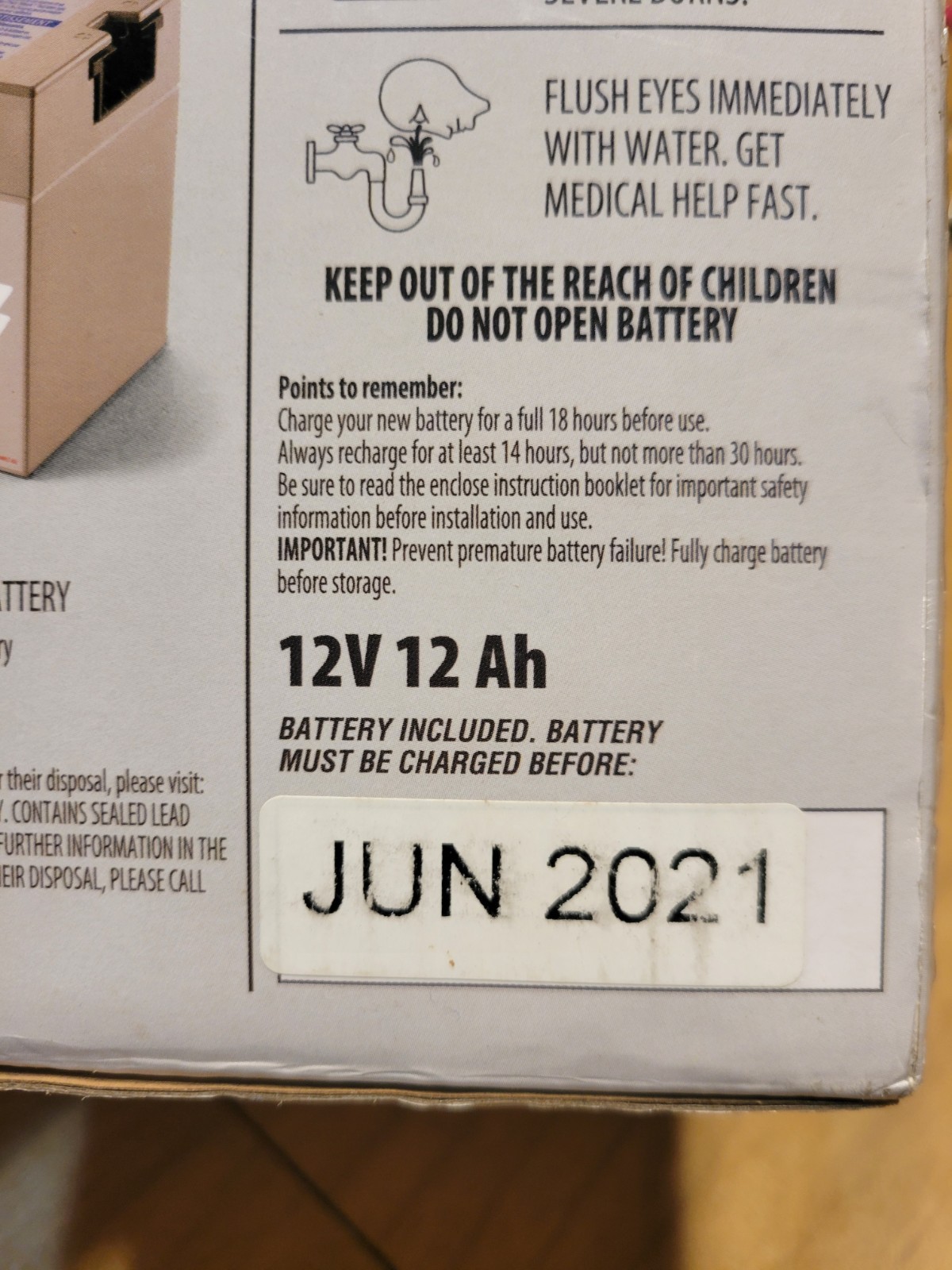 Power Wheels Gray Battery 12 Volt Expires June 2021 original Box Untested