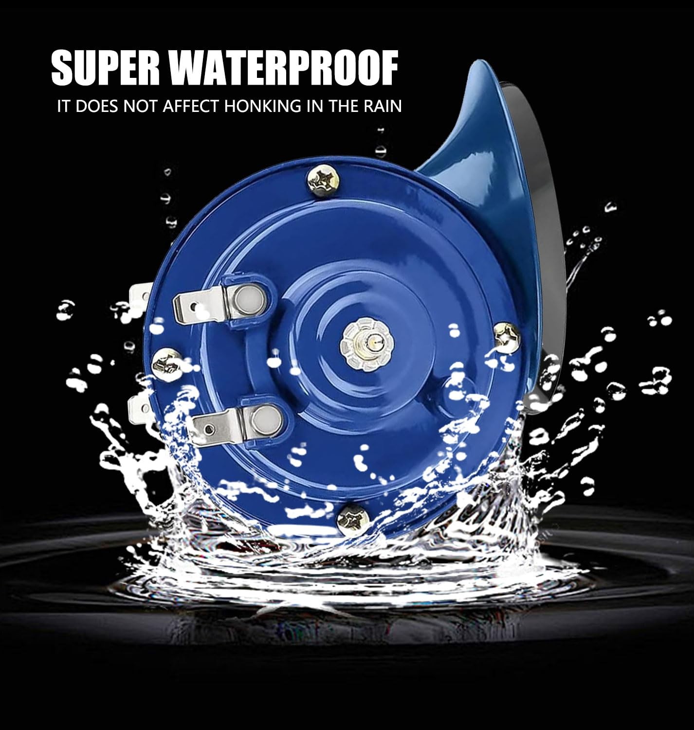 2 PCS Blue Car Snail Air Horns Super Loud Waterproof Horn Kit Replacement