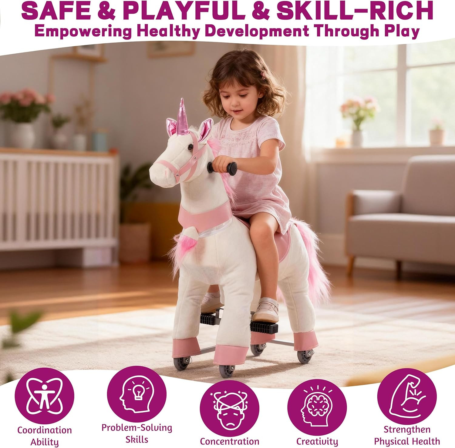 Ride on Unicorn Toys, Kids Ride on Horse Riding Horse Toys Ride on Toys for 3-5