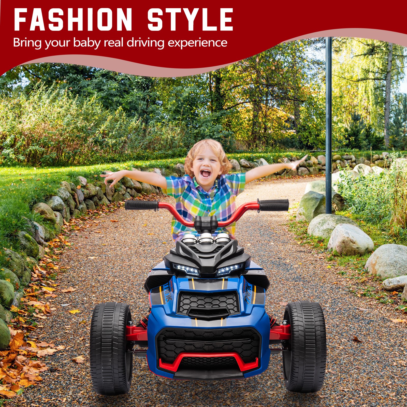 Kids Electric ATV 12V 7Ah Battery 55W Dual-Motor 7mph EVA Tires Outdoor Toy,Blue