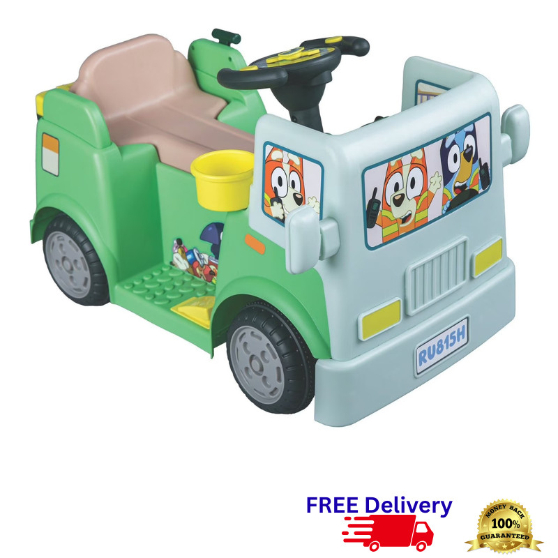 Bluey 6V Garbage Truck Ride-On Kids Electric Vehicle Toy w/ Dump Function