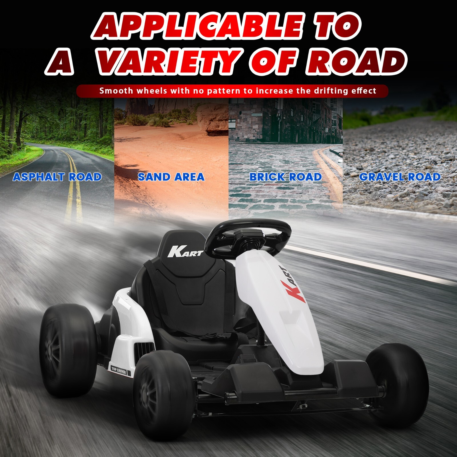 TOBBI 24V Kids Ride On Electric Drifting Go Kart Racing Car for Kids 4-16 Years