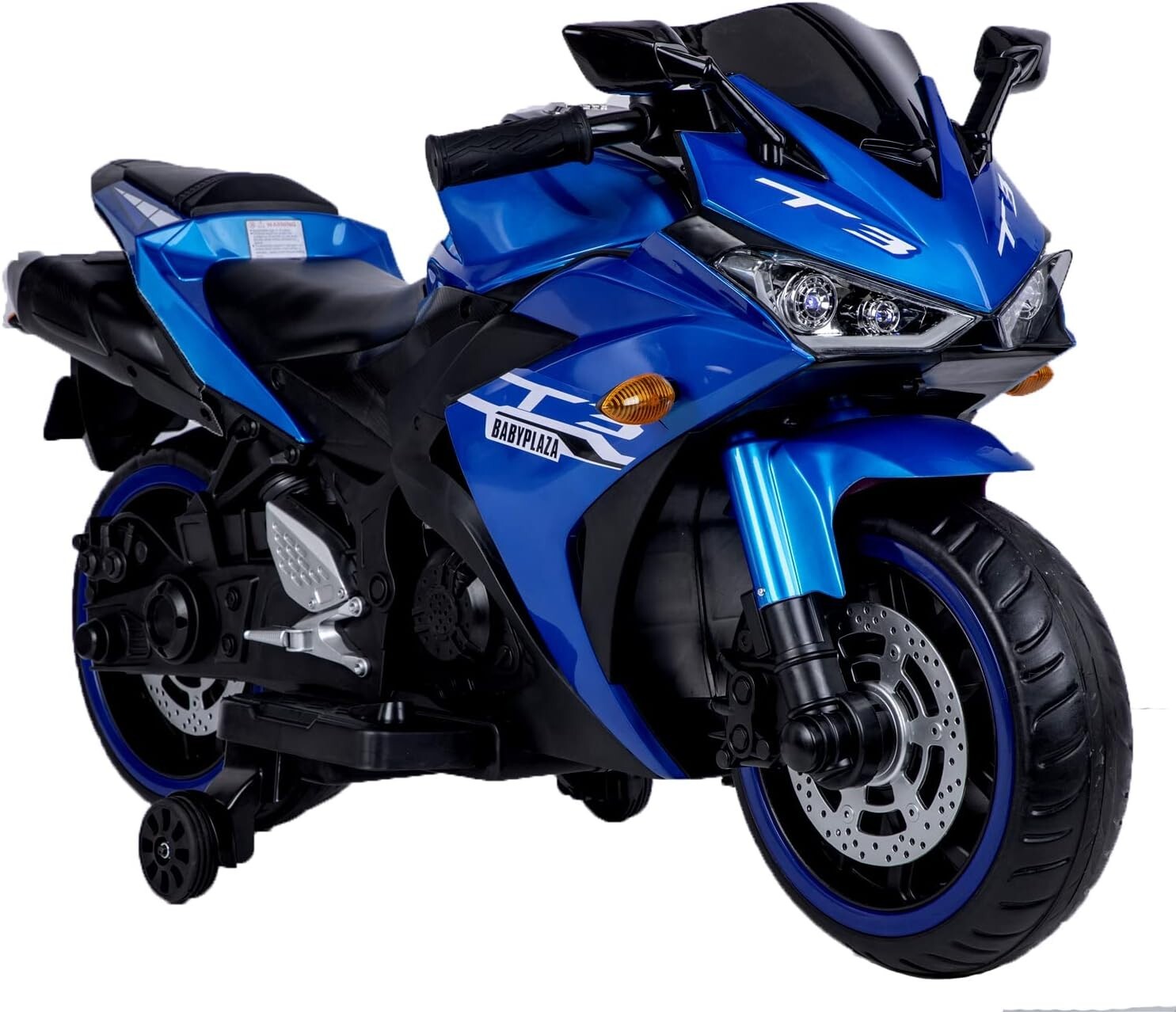 Kids Electric Motorcycle with Trainning Wheels for 3-8 Years Boys Girls,Blue