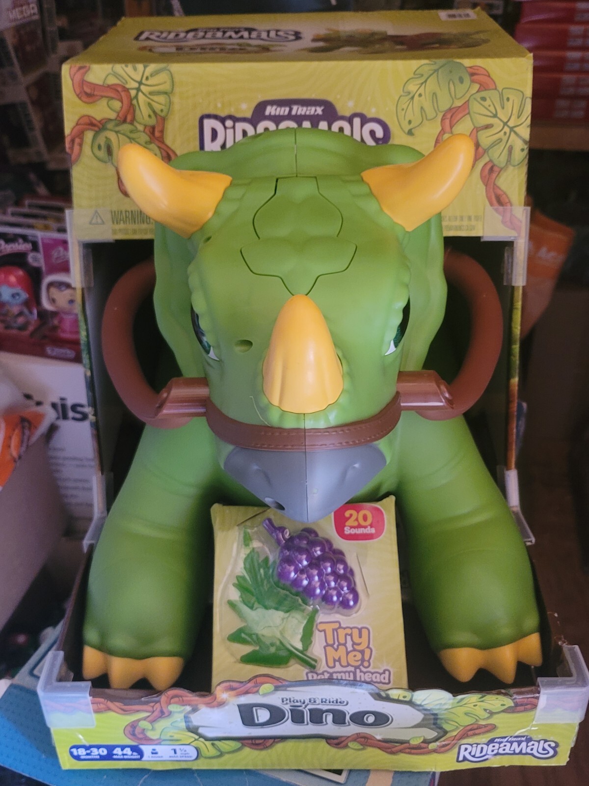 KID TRAX RIDEAMALS Dino Dinosaur Triceratops RIDE-ON TOY NEW Rare HTF 18-30 Mths