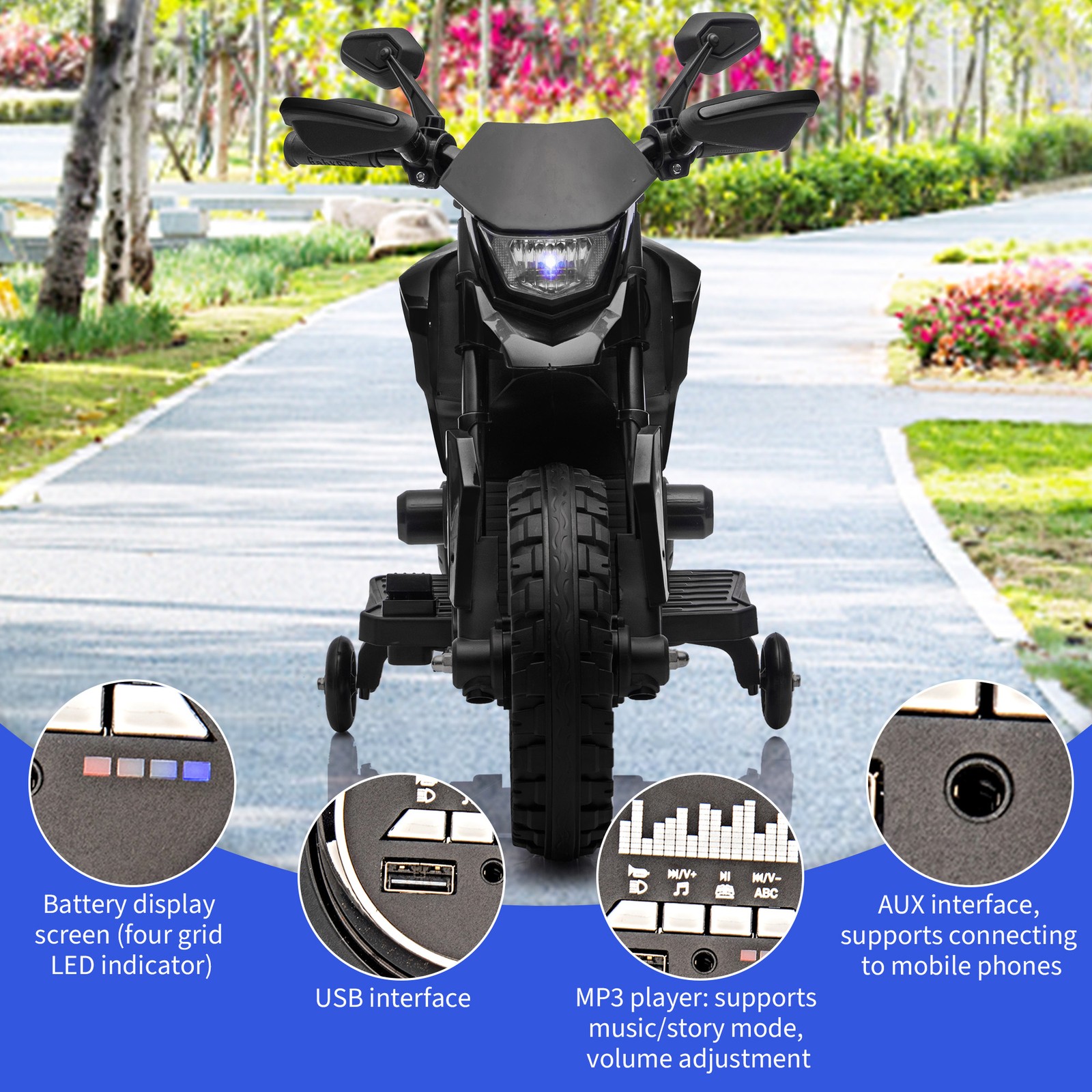 Motorcycle for Kids,Ride on Motorcycle w/ Traning Wheels,Electric Bike for Child