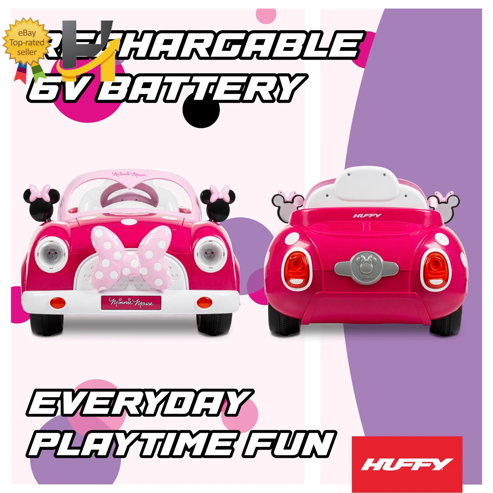 Disney Minnie Mouse Convertible Ride On Car 6 Volt Electric Toy For Kids Age 3+