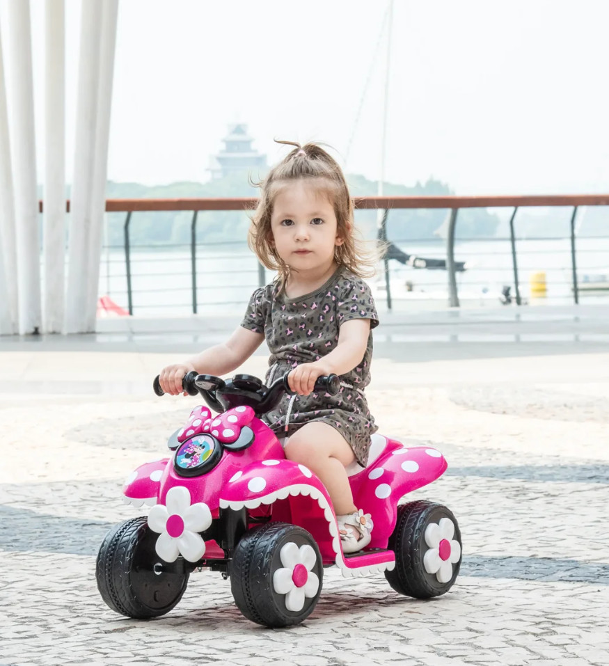 6V Minnie Mouse Quad Battery Powered Kids Ride-On 2 MPH Realistic Horn Ages 3+