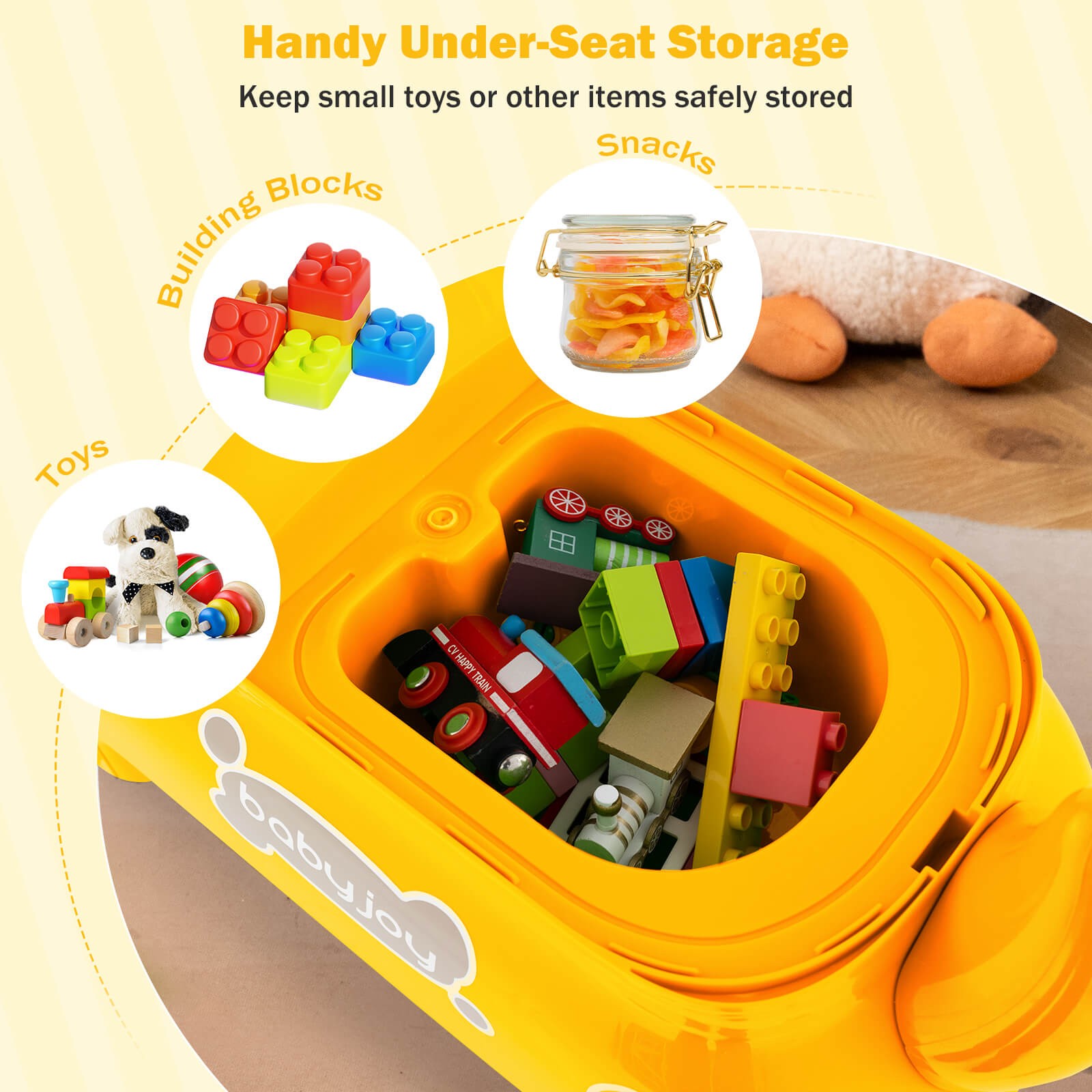 Ride on Toy Baby Dinosaur Sliding Car w/ 4 Universal Casters Under-Seat Storage