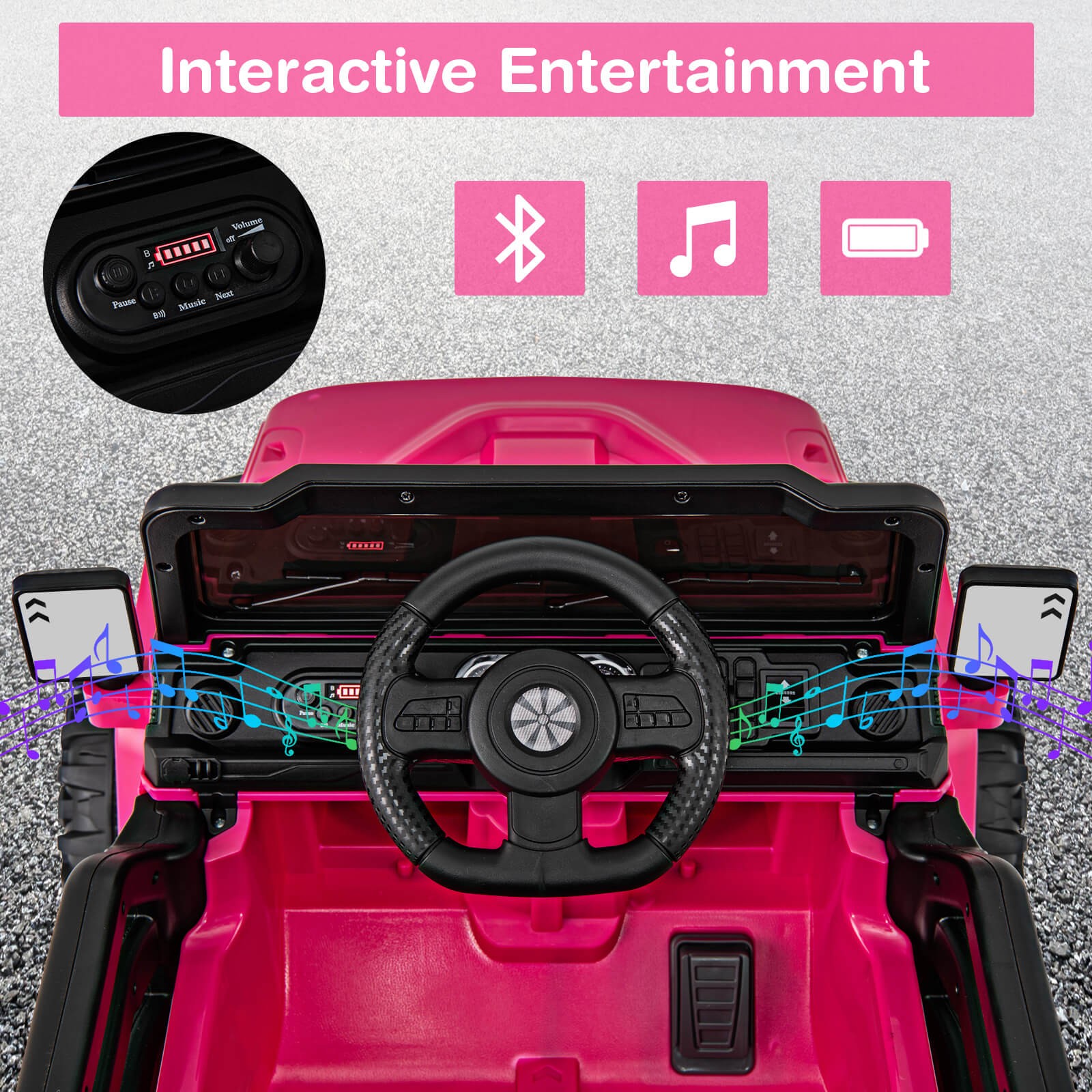 12V Kids Ride on Truck Car w/Remote Control, Threaded Wheels 3 Speeds LED Lights