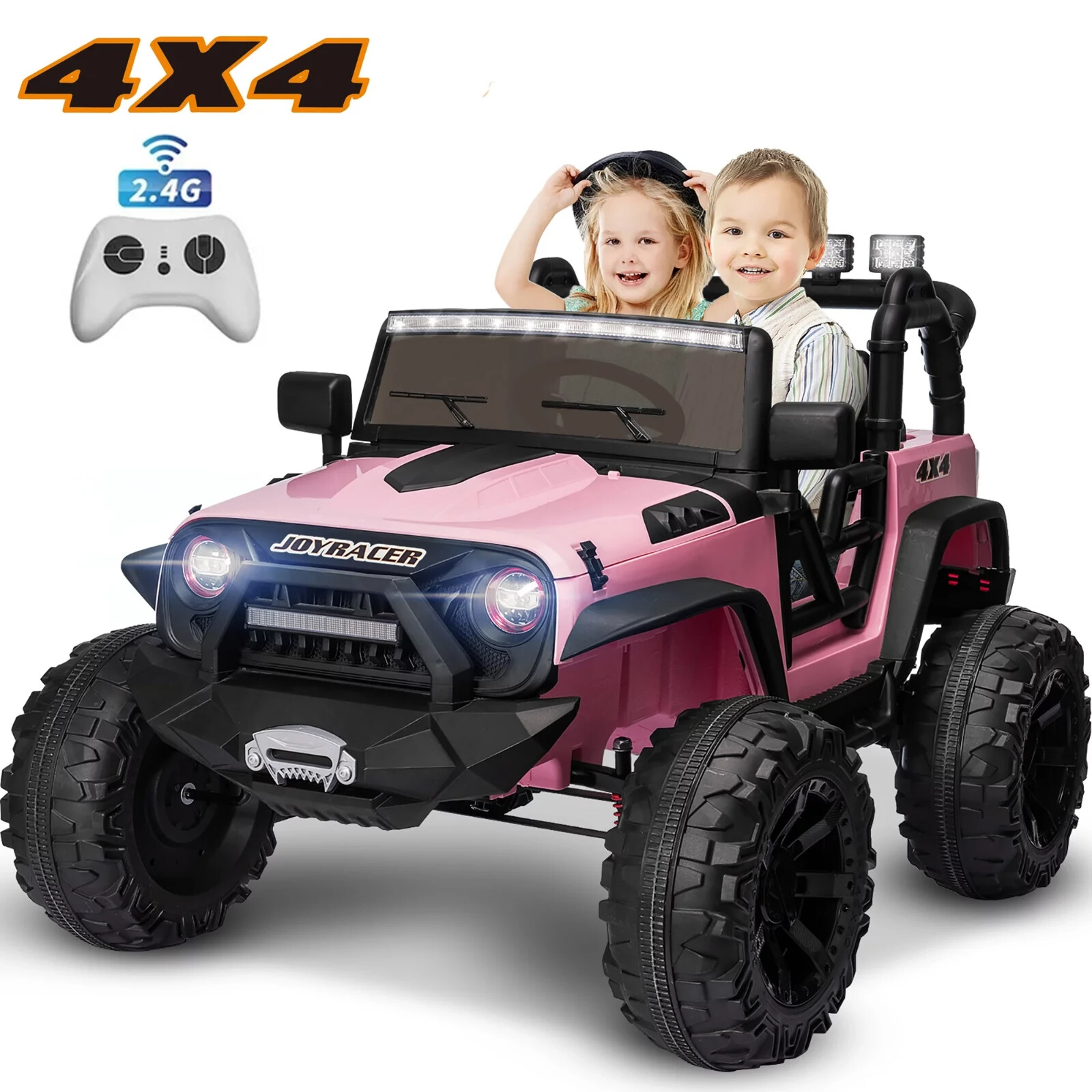 Joyracer 4×4 24V Kids Ride on Car Truck w/ 2 Seater Remote Control, 4*200W Motor