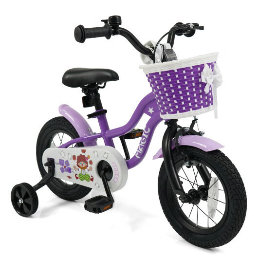 12 Inch Kids Bike with Training Wheels for Aged 3-4 Years Old – Magic Purple – C