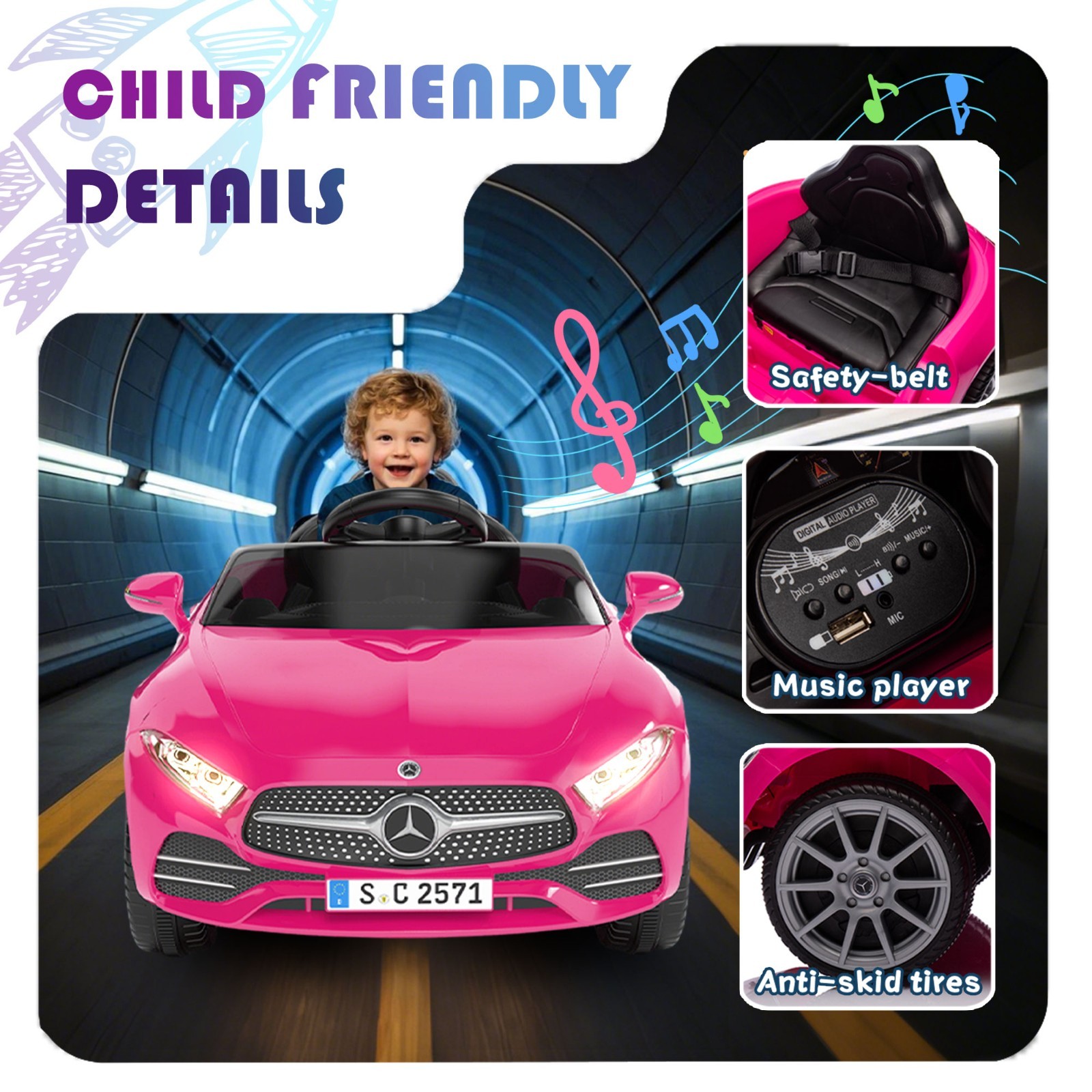 12V Kids Electric Car Ride on Toys for Girls Boys w/Remote, Battery Powered,Pink
