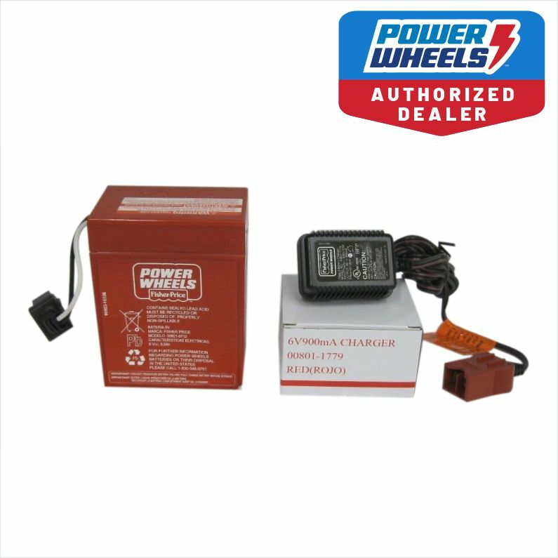 Power Wheels 00801-0712 6V RED Battery And Charger Pack Fisher Price Genuine