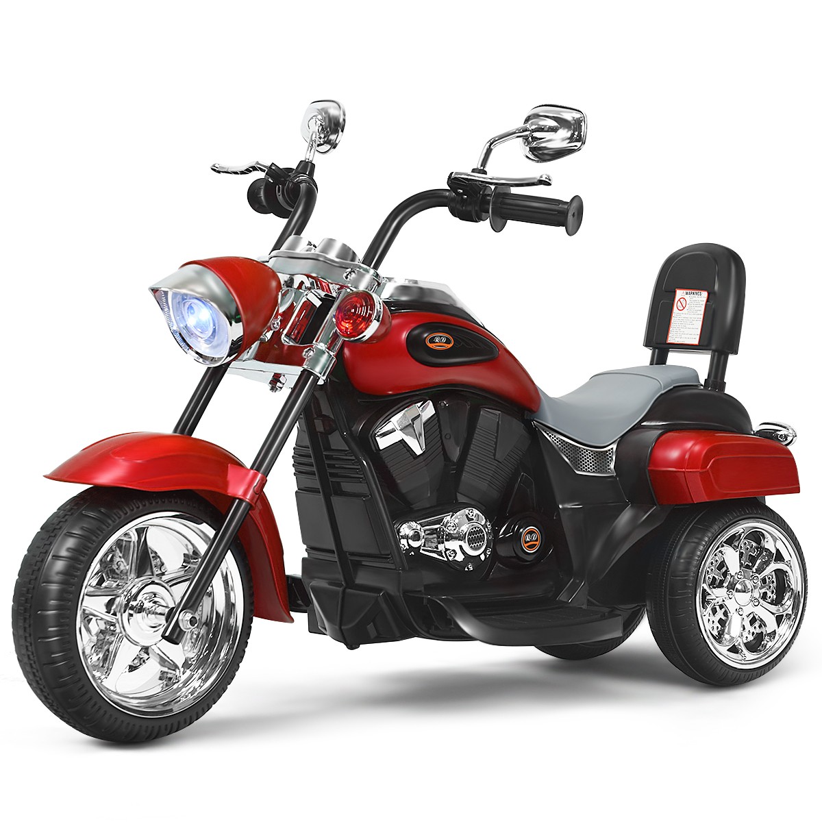 Honeyjoy 6V Kids Ride On Chopper Motorcycle 3Wheel Trike w/ Headlight & Horn Red