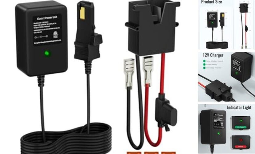 Power Wheel Charger 12 Volt with 12 AWG Wire Harness Connector 12V Battery