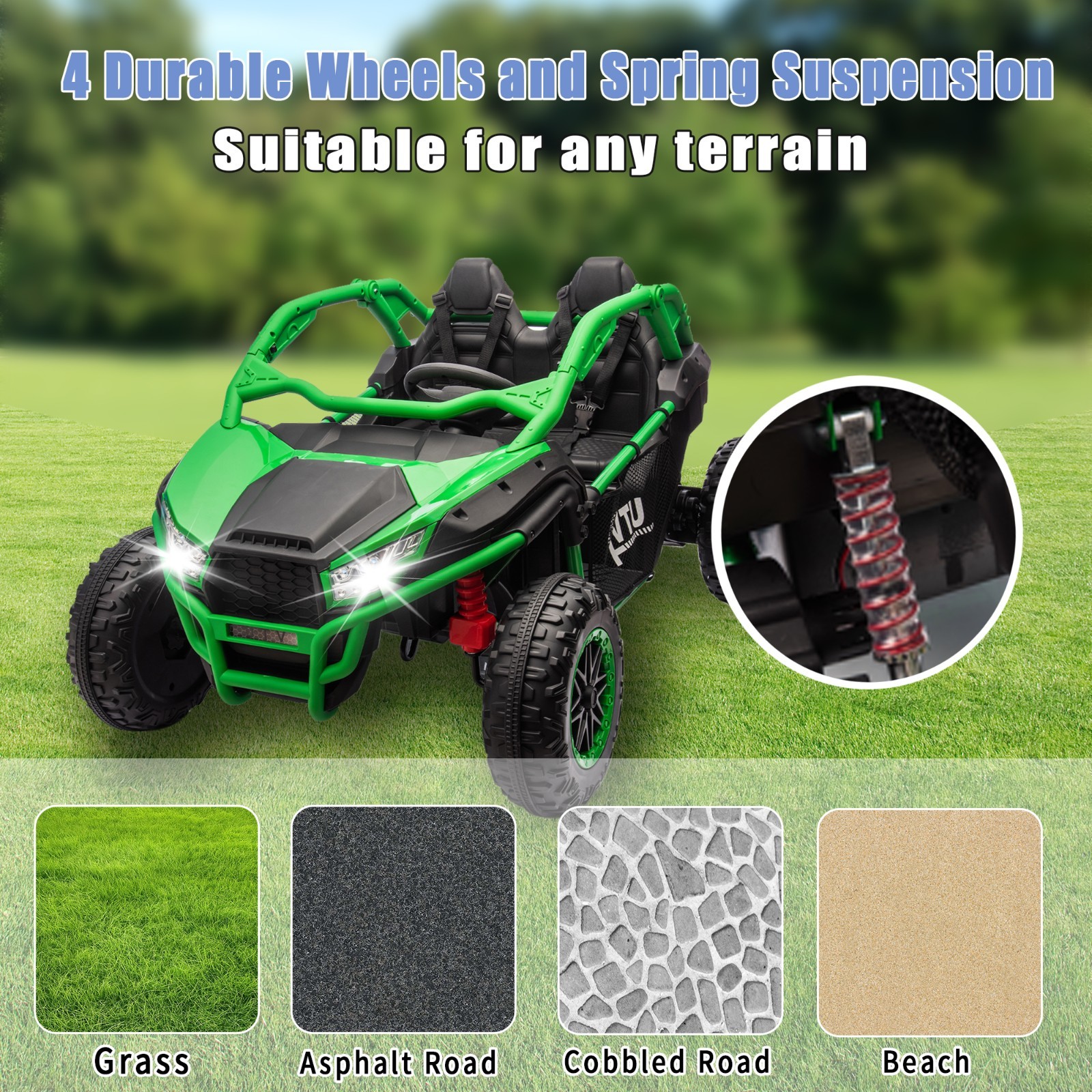 24V Kids Ride on Electric Car UTV w/Remote, LED, Battery Power Wheels,Green