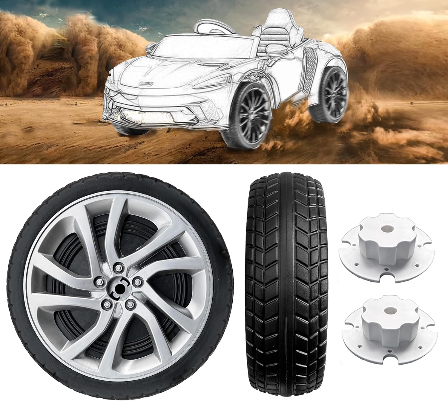 2Pack 33CM/13” EVA Solid Compound Tire Power Wheels Ride on Car ﻿Alligator