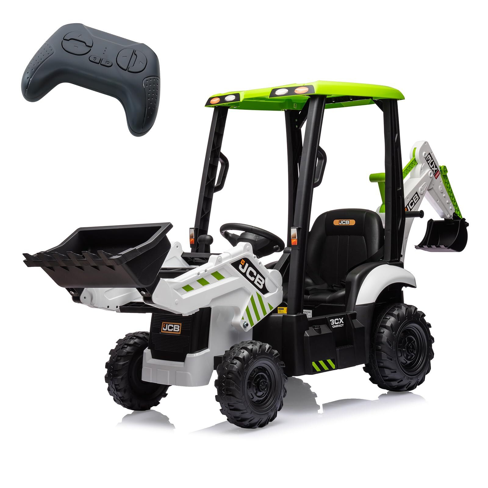 4 in 1 Ride On Toys Excavator & Bulldozer 12V Kids Electric Vehicle with Remote