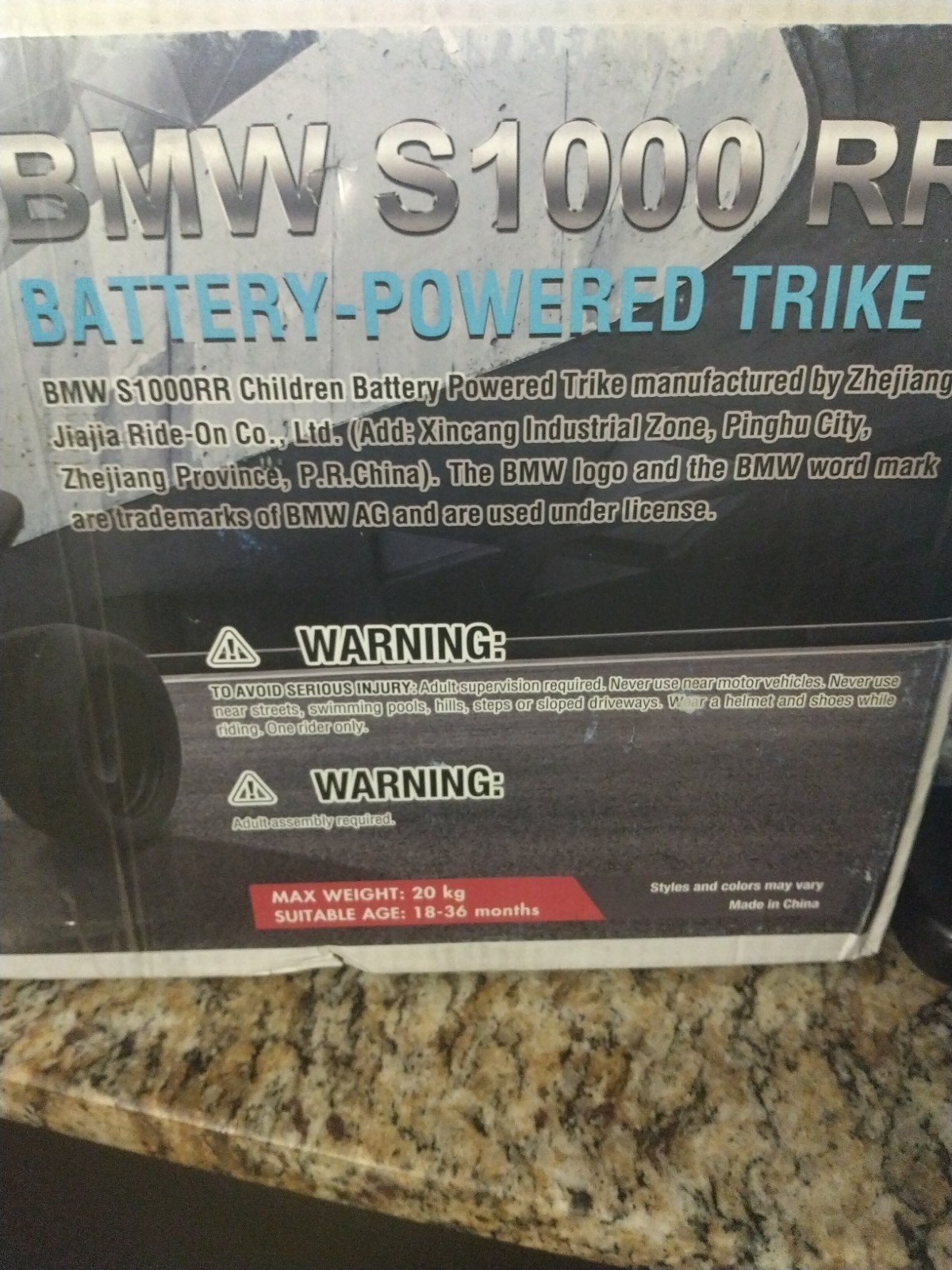 BMW S1000RR Battery-Powered Motorcycle Trike Ride-On for Kids 18-36 Months