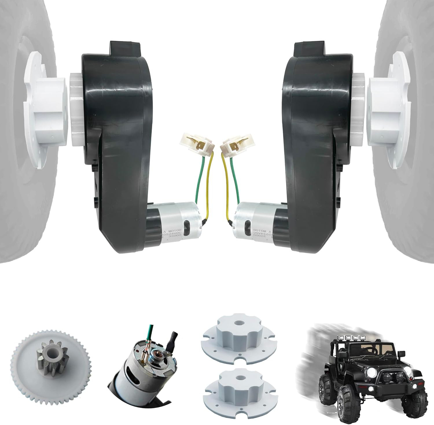 2PCS 24 Volt RS555 35000RPM High-Speed Motor Gearbox for Power Wheels Kids R…