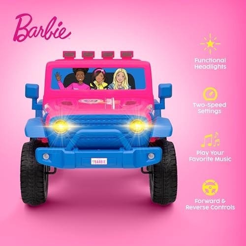 12V Kids Ride-On Car with Rechargeable Battery, LED Lights, Press-Button Start,