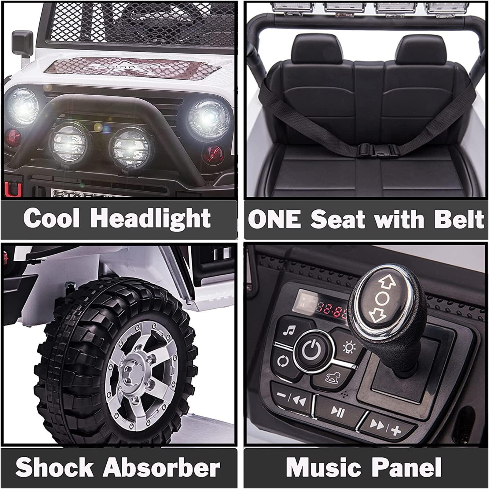 Electric Kids Ride on Truck Car Jeep Toys w/ USB MP3 LED 2.4G Remote Control US