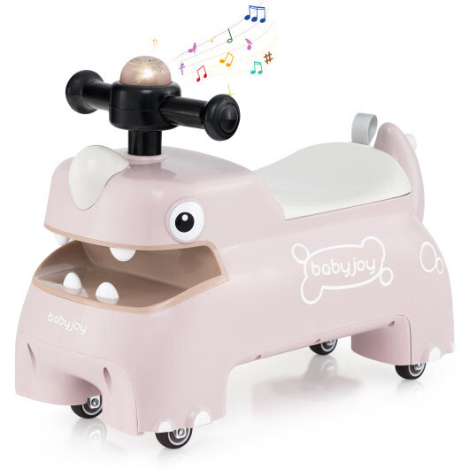 Toddler Ride on Toy Walking Sliding Car with Lights and Music-Pink – Color: Pink