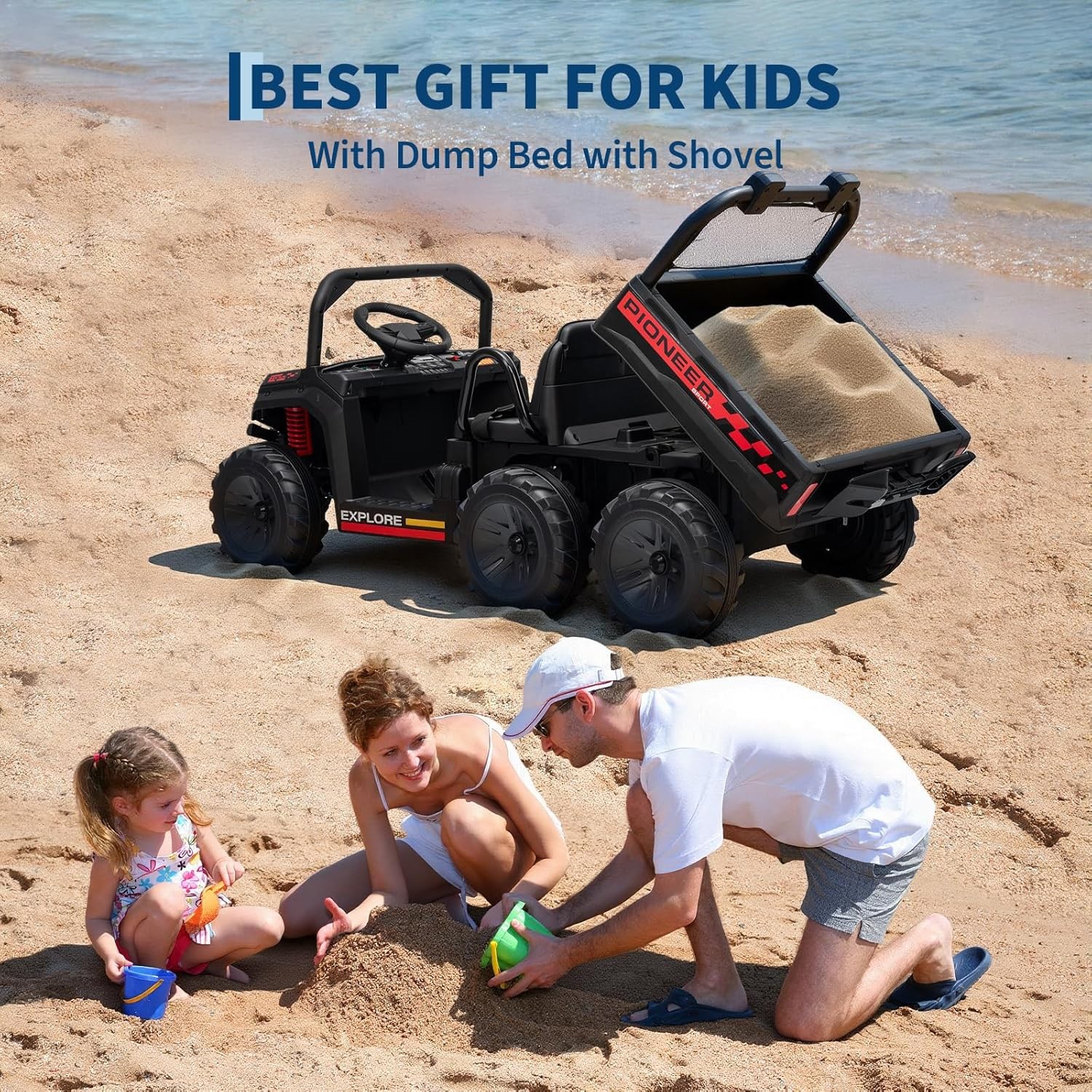 24V 4WD Kids Ride-on Dump Truck Remote Control 2-Seater with Dump Bed 3 Speed