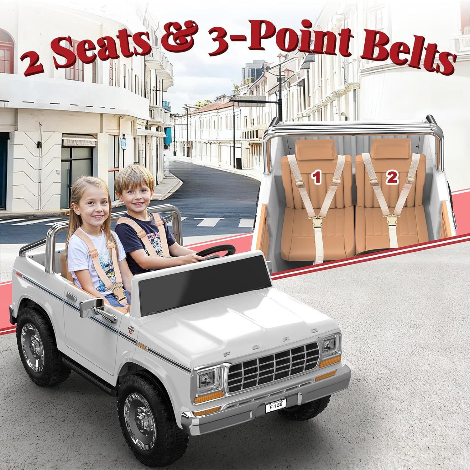 Licensed Ford F-150 24V 2 Seater Ride on Car for Kids, 4X100W Motors for All-Ter