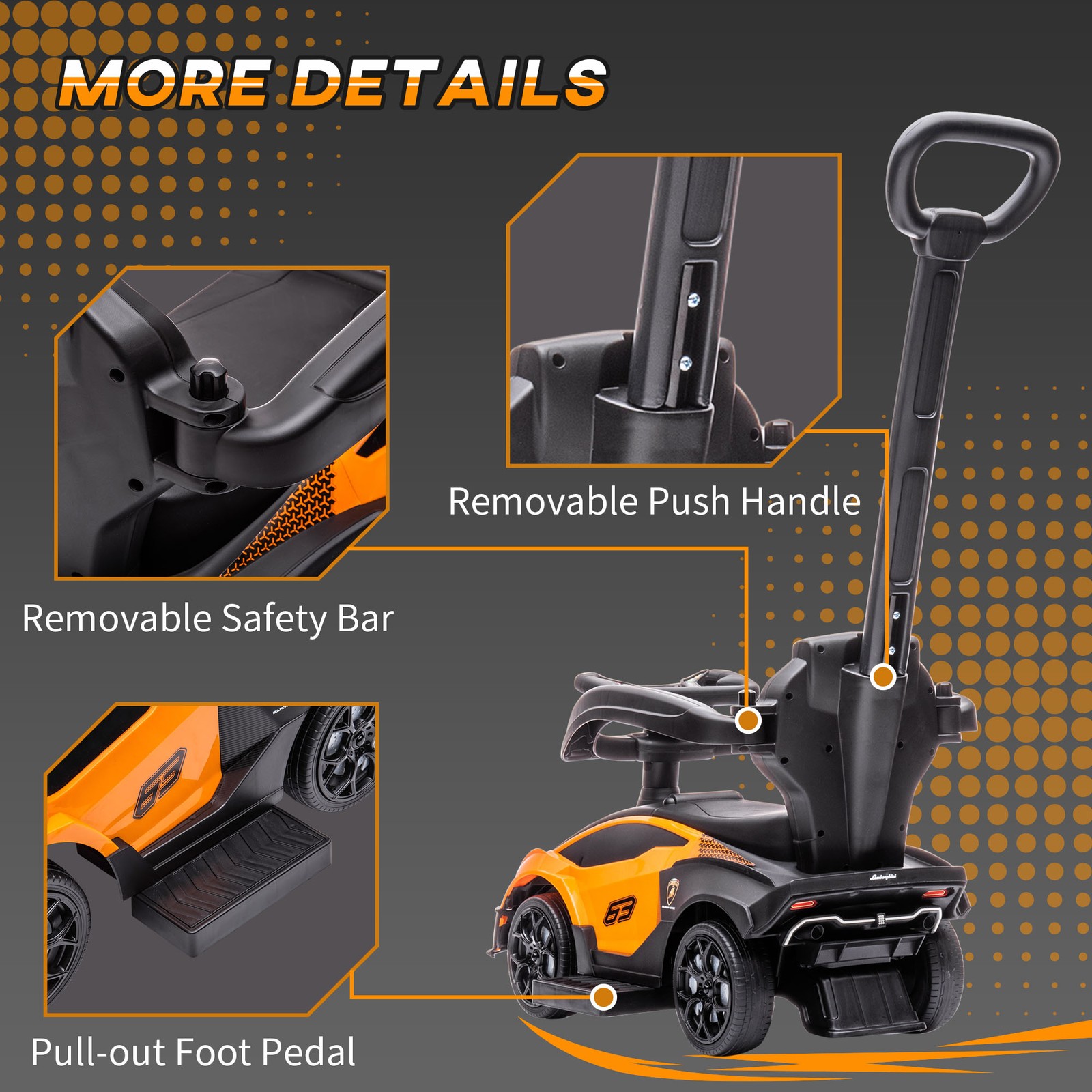 2 in 1 Ride on Push Car Essenza SCV12 Licensed Toddler Sliding Car Manual Orange