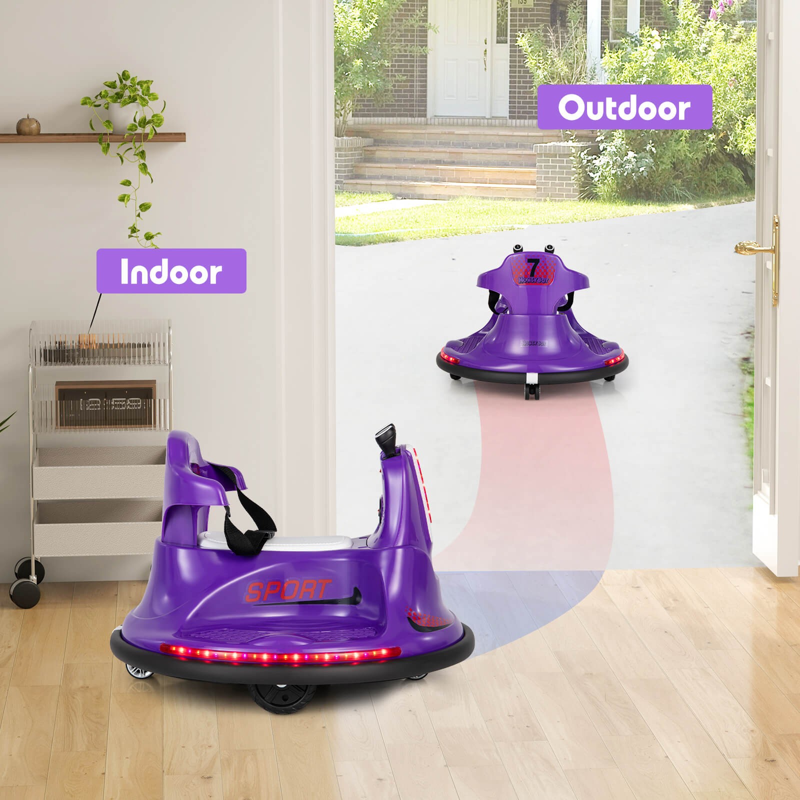 12V Bumper Car for Kids Toddlers Electric Ride On Car Vehicle w/ 360° Spin