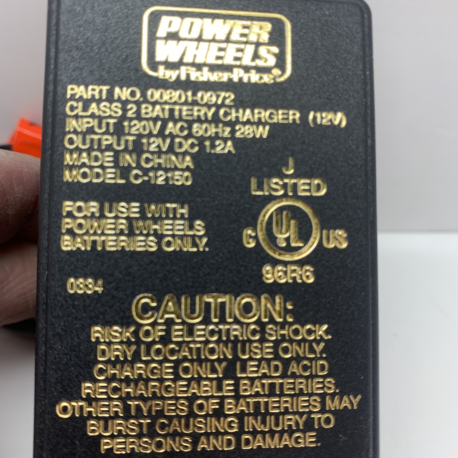 Fisher-Price Power Wheels Single Battery 12V Charger NOS. Box Opened.