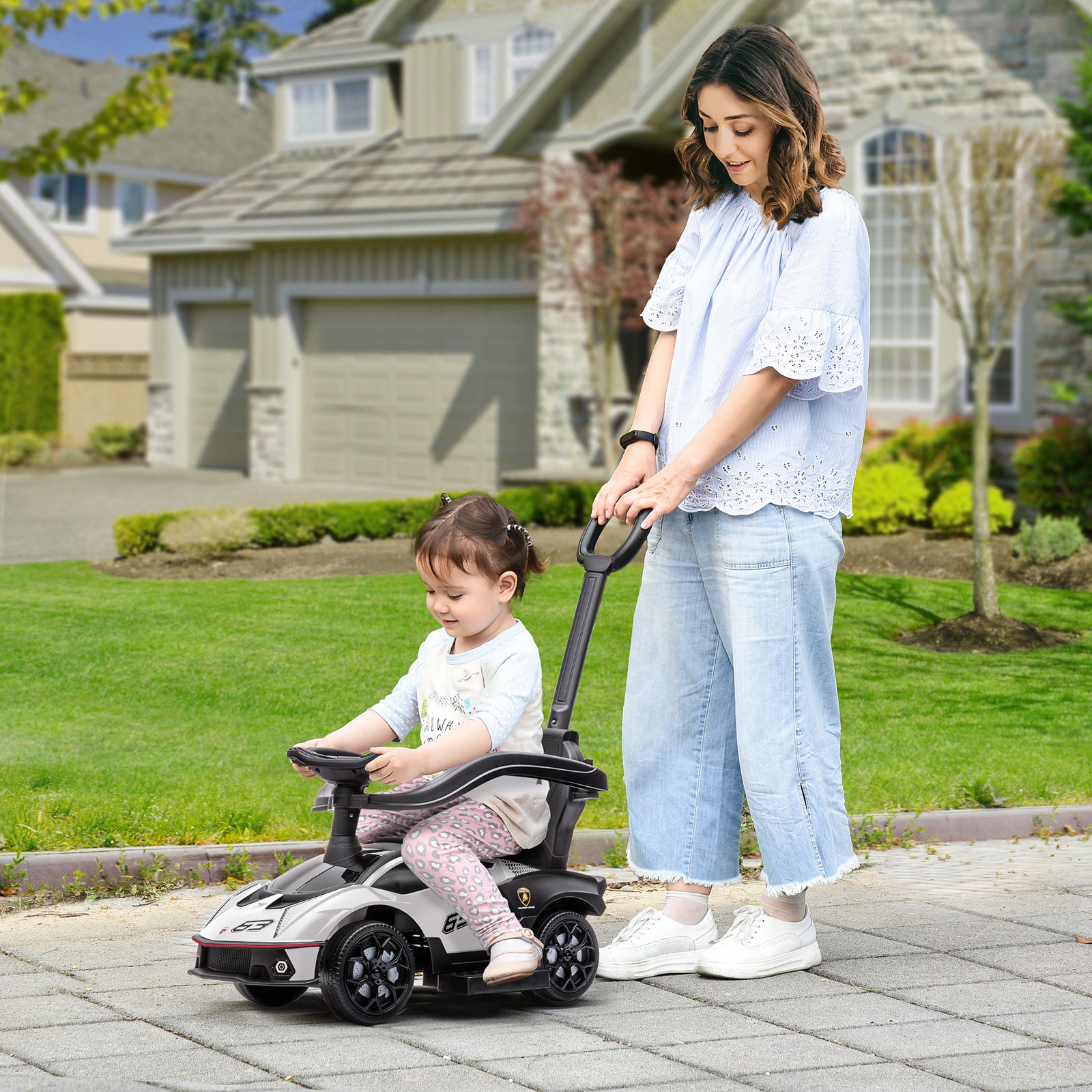 2 in 1 Ride on Push Car Essenza SCV12 Licensed Toddler Sliding Car, Manual White