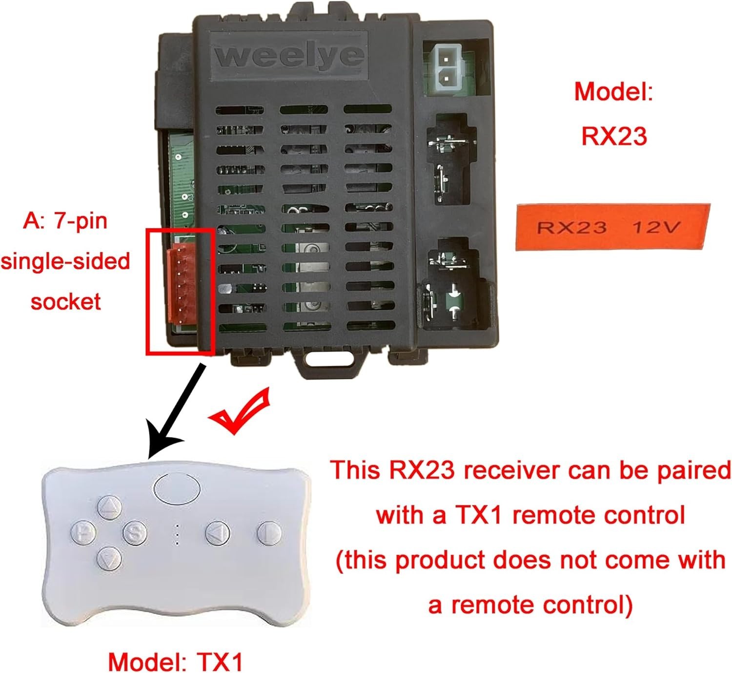 RX23 12V A Control Box Receiver for Children’s Electric Ride-On Vehicles