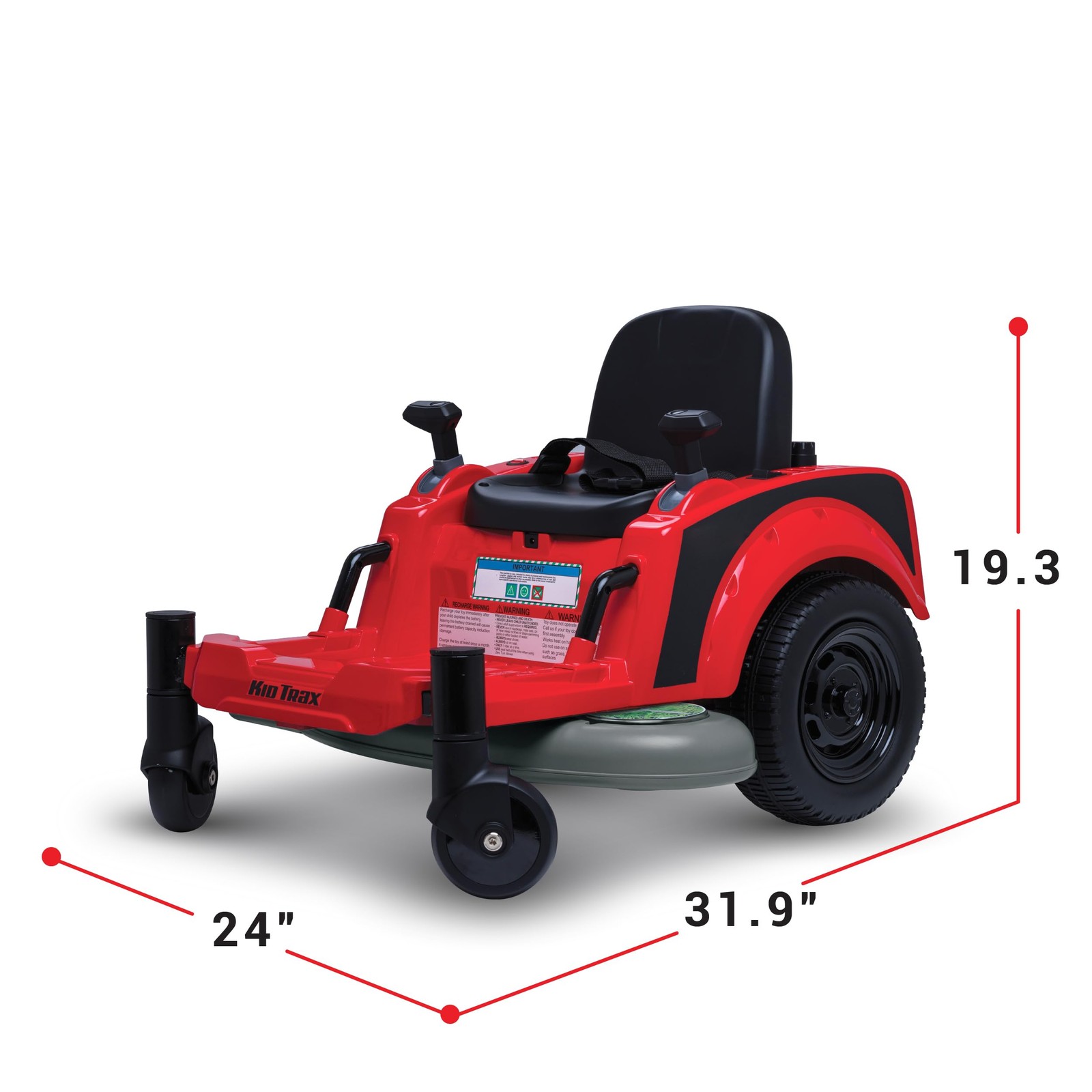Ride on Toy 12V Red Dual Handle Twist Turn 2.5 MPH Max Weight 66lbs Age 2-5