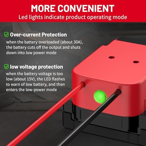 Upgraded Power Wheel Adapter Compatible with Milwaukee 18V Battery – 1-PACK Red