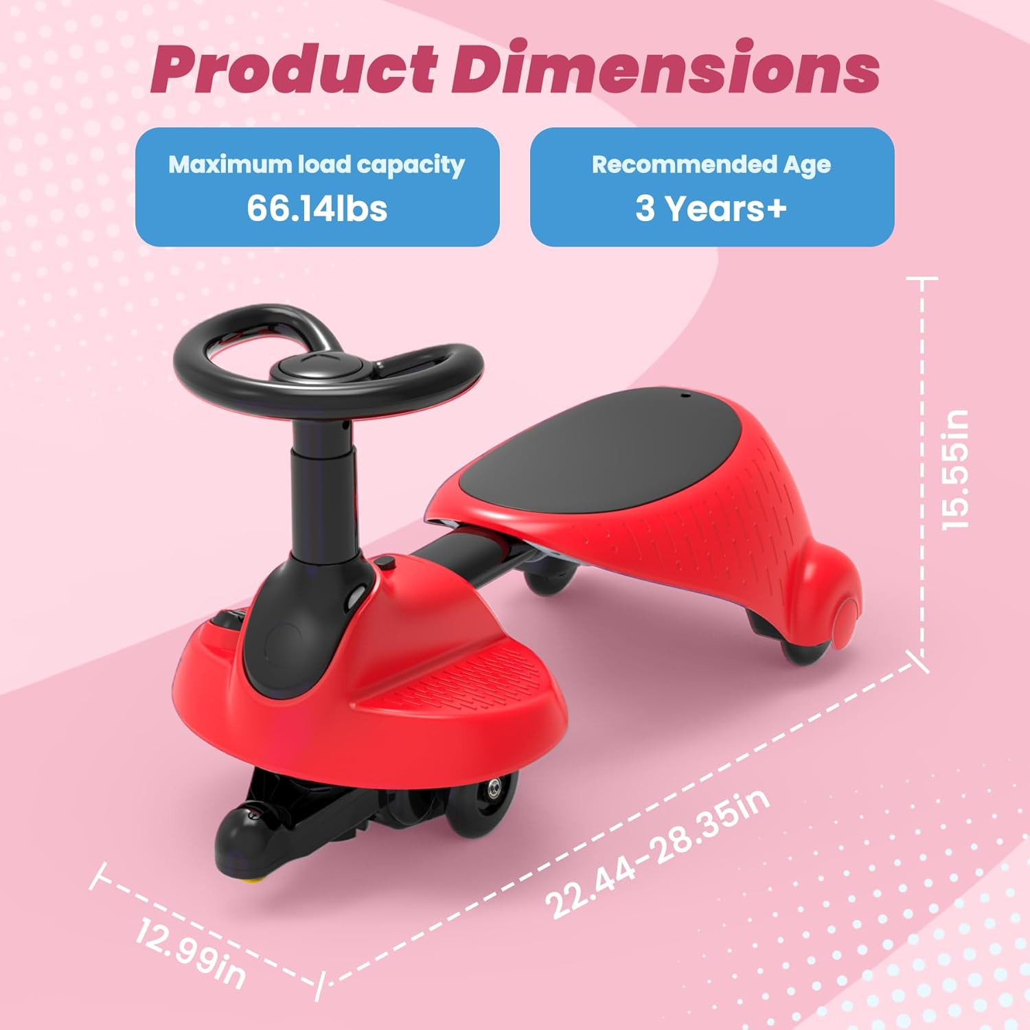 Electric Wiggle Car for Kids,6V Wiggle Car with LED Flashing Wheels & Music Spea
