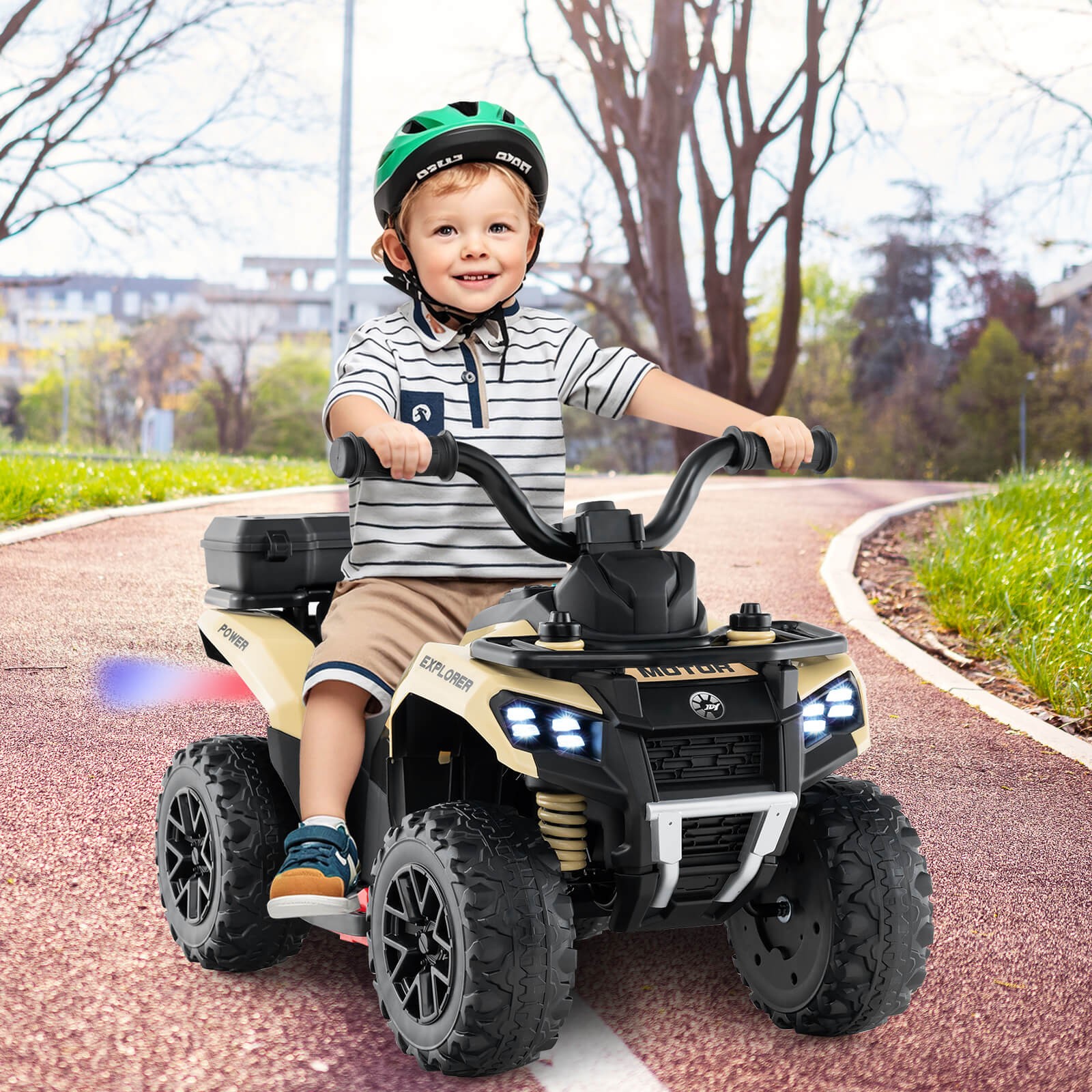 6V Kids Ride On ATV w/ Music & Spray Function USB Port Storage Box Toy Car