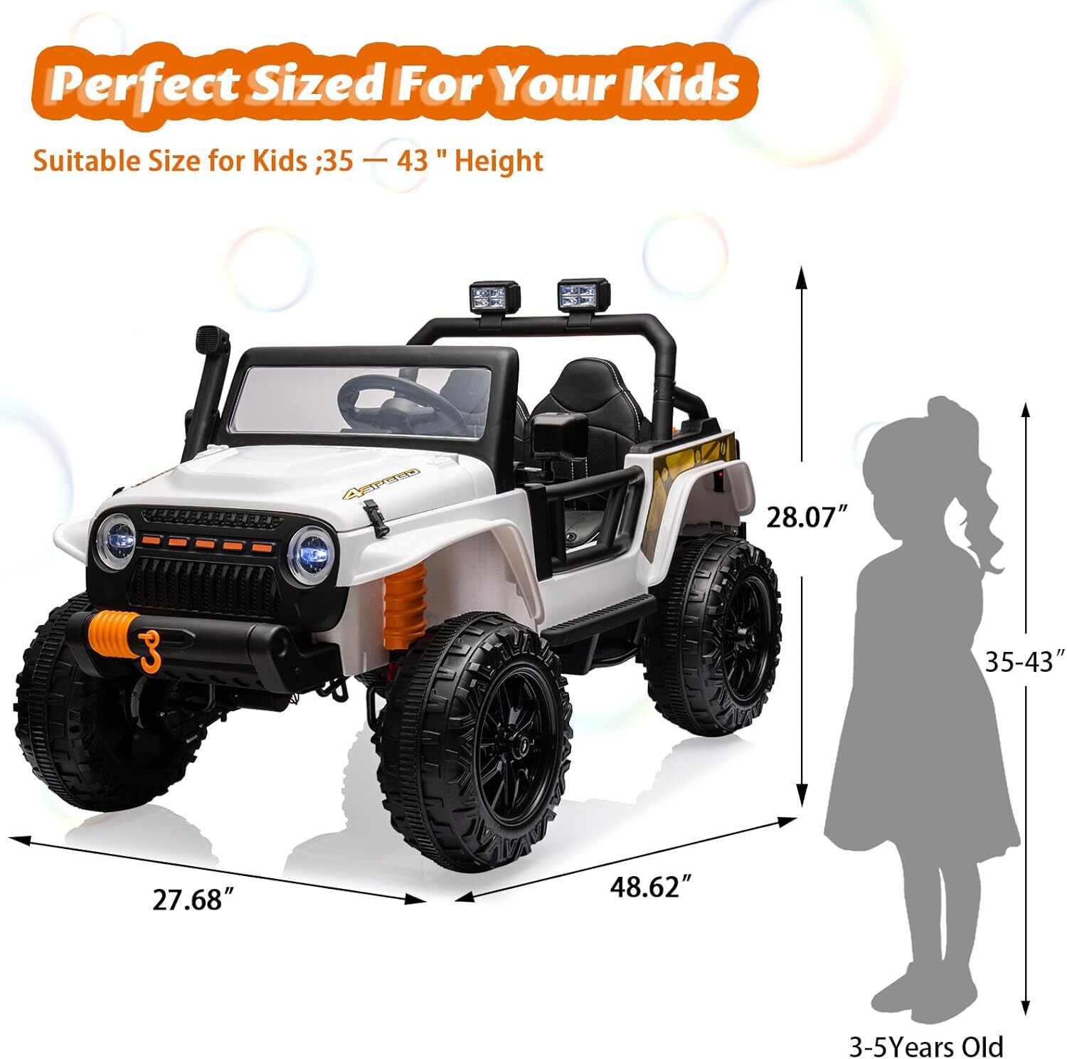Electric Ride On Car, 2 Seater Battery Powered Truck With 4x35W Powerful Wheels