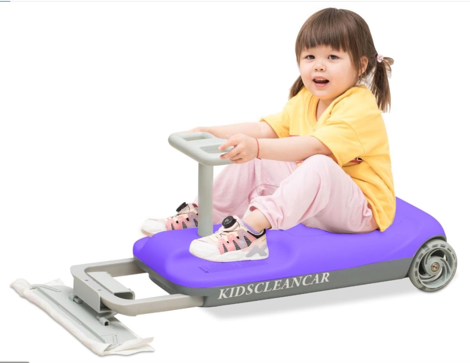 12 V Kids Clean Car Ride-On GoKart w Cleaning Fun, Soft-Start, 5 Speed- Purple