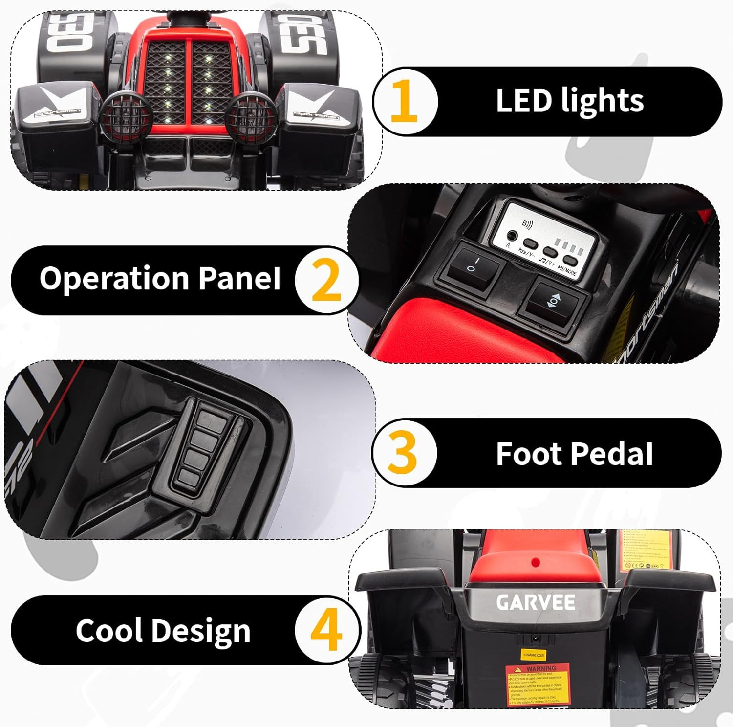 Electric Ride on ATV for Kids, 6V 4.5AH Long-Lasting Battery, Positive Energy Ch